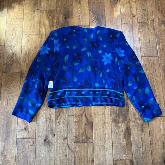 Vintage Ali Miles Womens BlueFloral Blouse Top XL & Skirt Set Sz 16 Made in USA - Picture 13 of 13